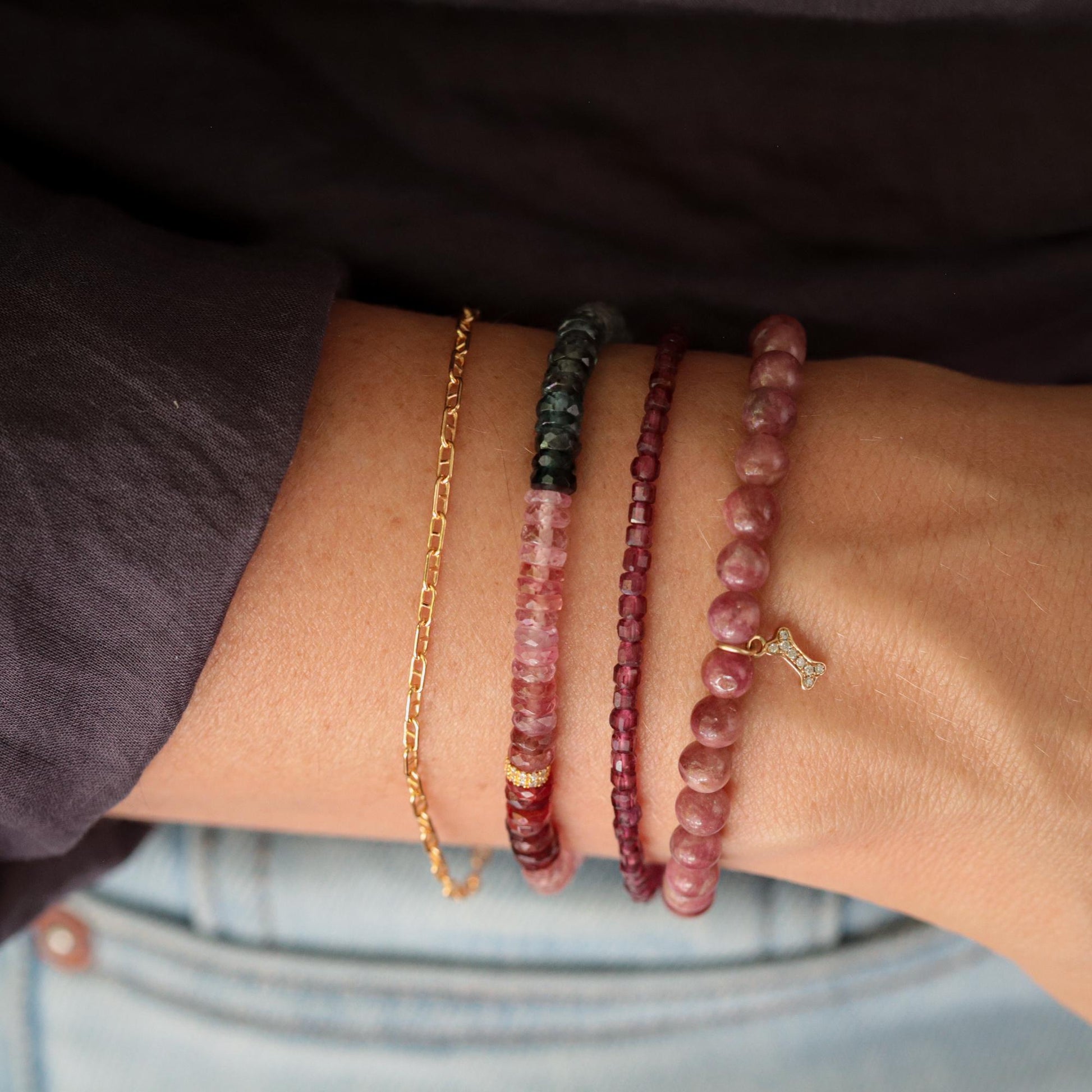 Pink Tourmaline Bracelet - 14K