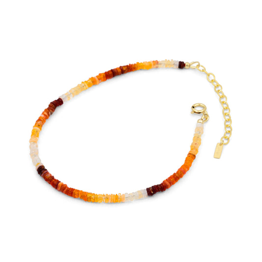 Glowing Mexican fire opal anklet