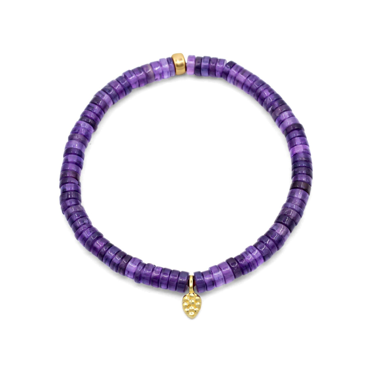 Amethyst Heishi Leaf Bracelet