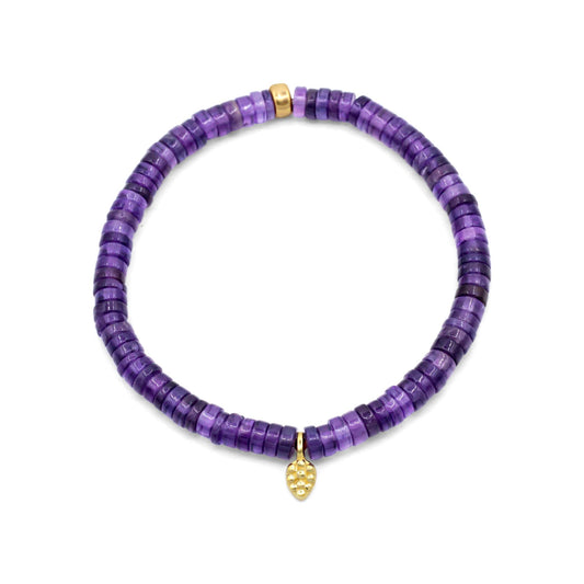Amethyst Heishi Leaf Bracelet