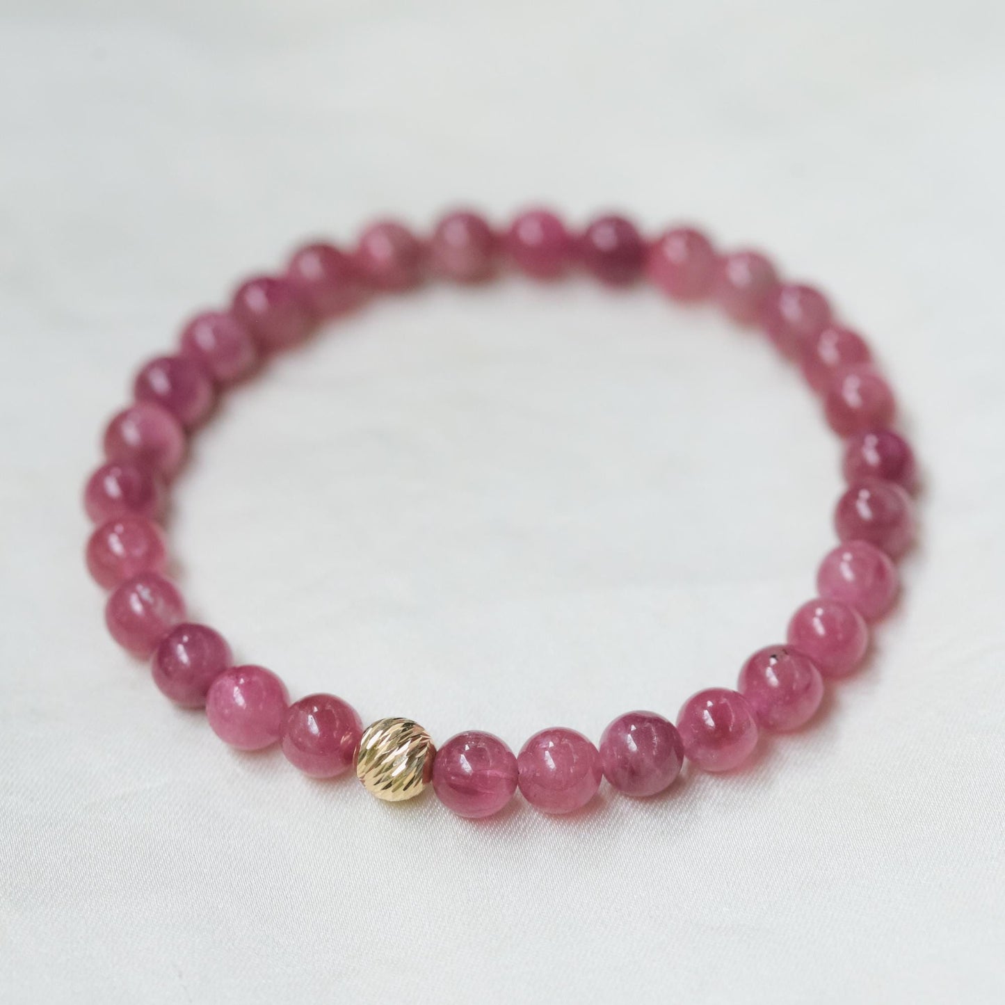 Pink Tourmaline Bracelet | Pink tourmaline beaded bracelet 6mm | Pink Tourmaline Jewelry | Dainty pink tourmaline