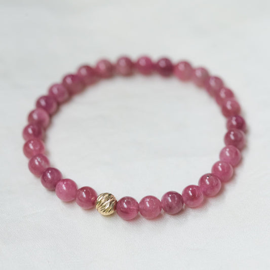 Pink Tourmaline Bracelet | Pink tourmaline beaded bracelet 6mm | Pink Tourmaline Jewelry | Dainty pink tourmaline