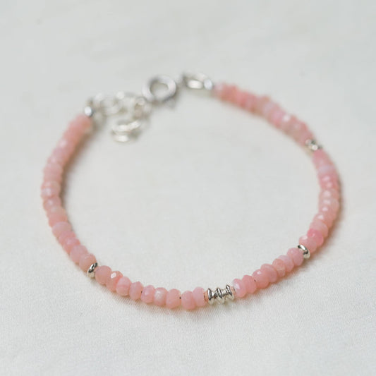 Soft Pink Opal Bracelet - Sterling silver