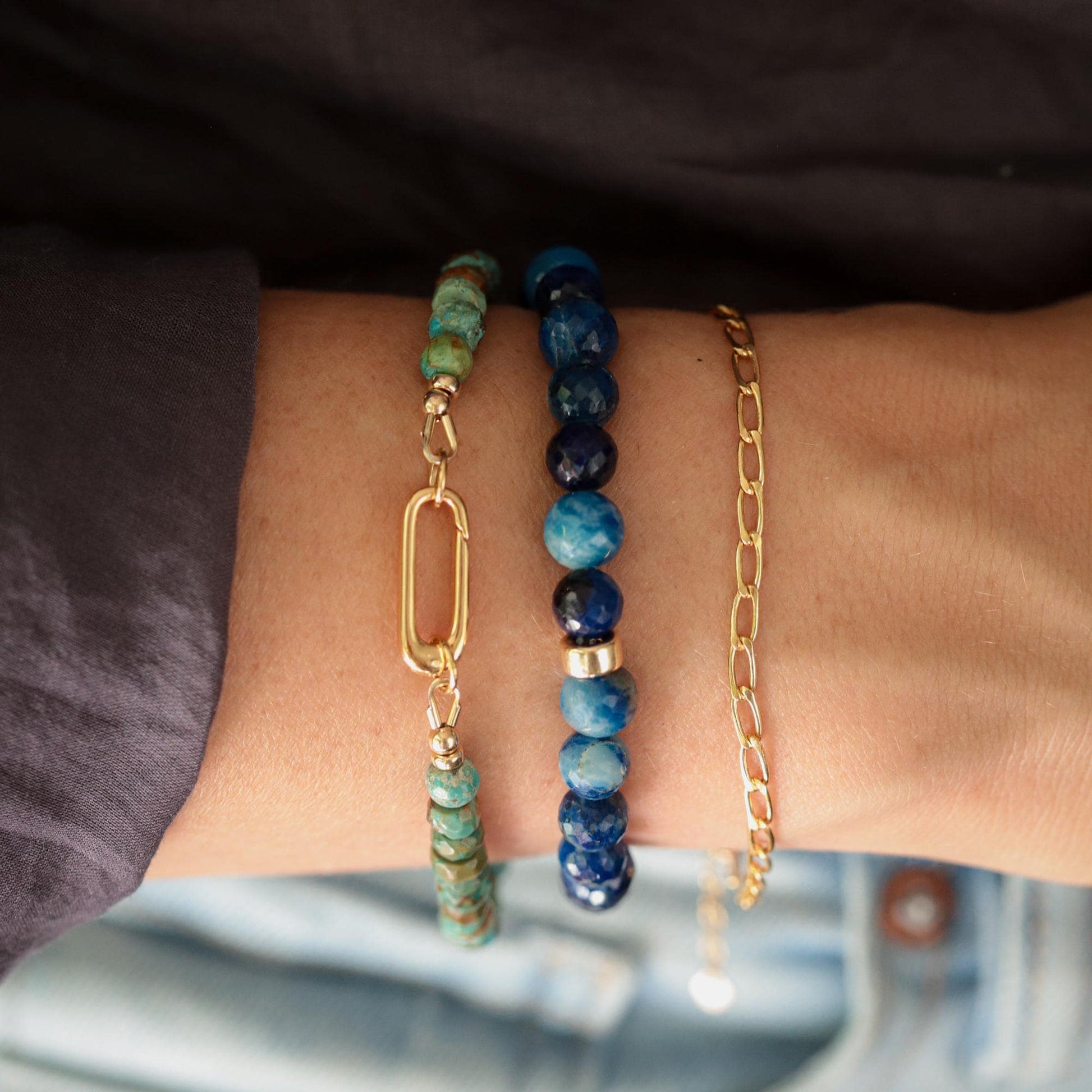 Earthy Turquoise Carabiner Bracelet
