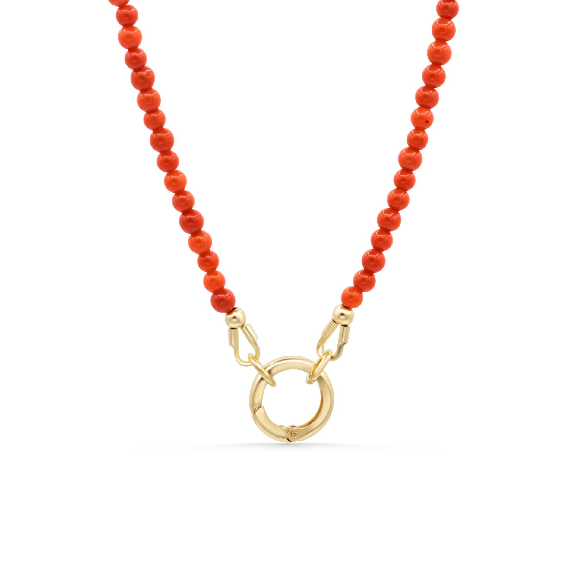 Coral Carabiner Necklace 3mm - 14K