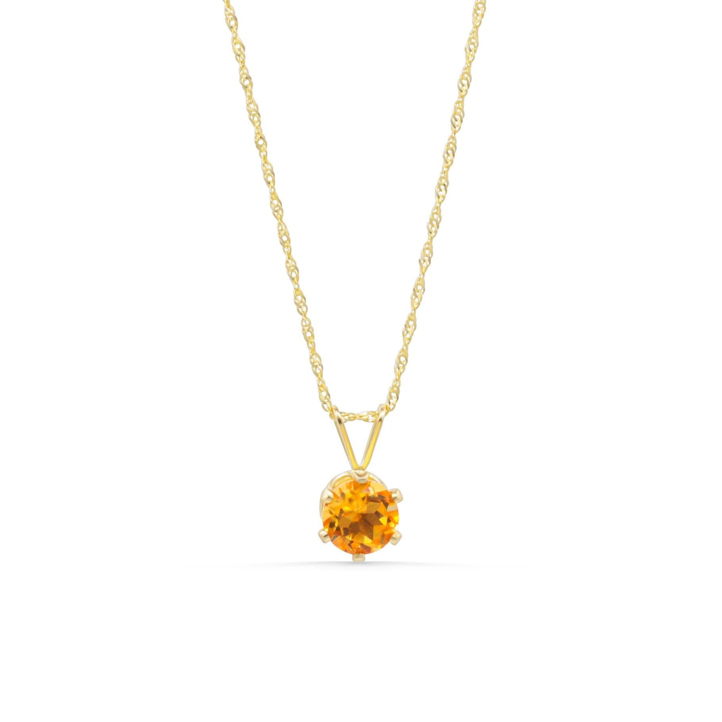 Citrine & Solid Gold Singapore Chain Necklace – One of a Kind