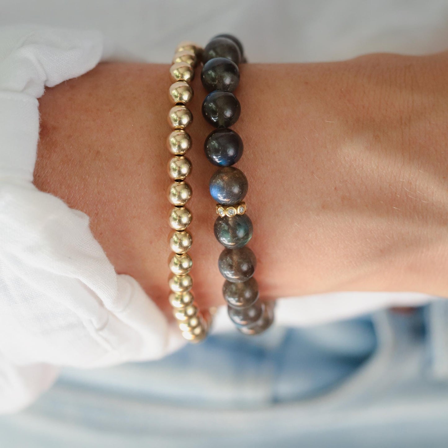 Midnight Storm Labradorite Bracelet | 14K diamond labradorite bracelet