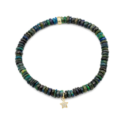 Black Ethiopian Opal & Diamond Star Bracelet – Mystical Fire and Solid Gold
