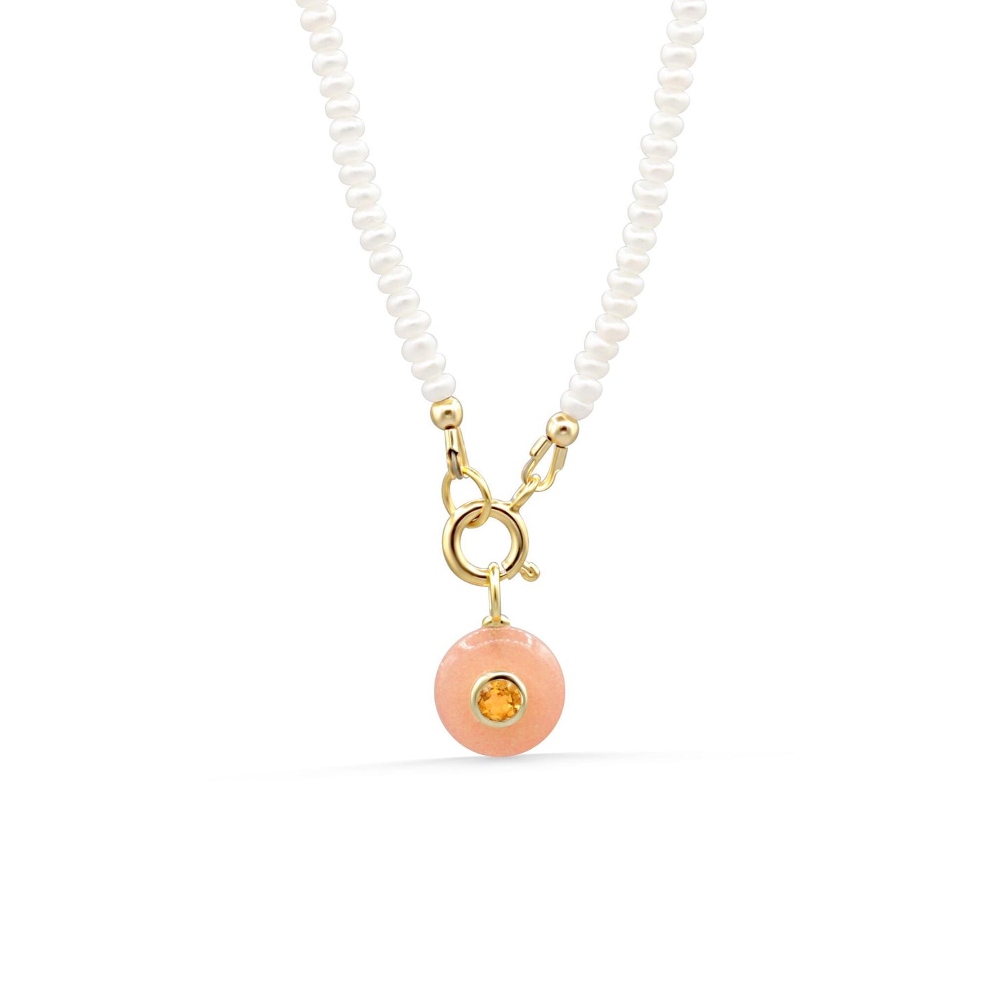 Golden Peach Pearl Necklace