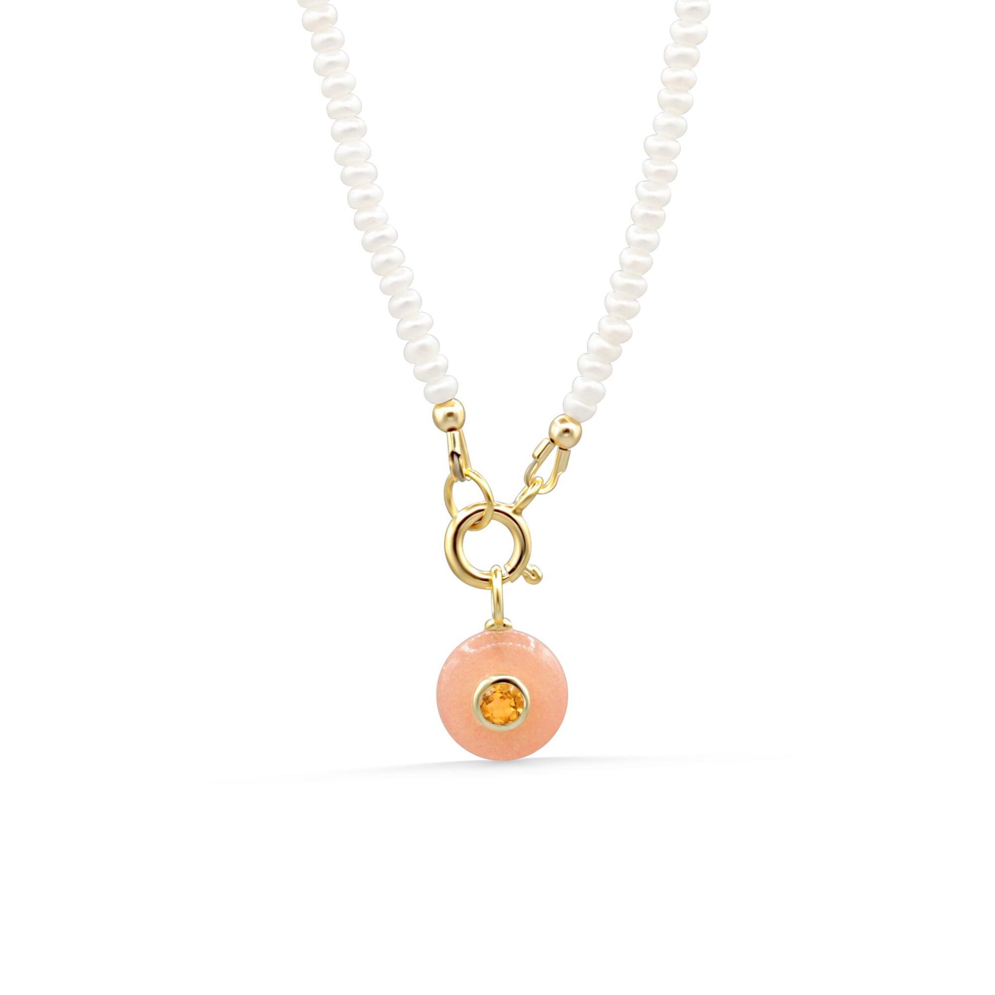 Golden Peach Pearl Necklace