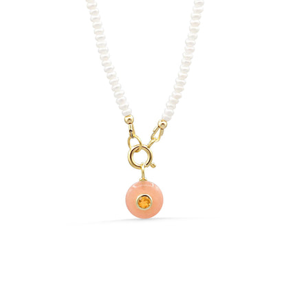 Golden Peach Pearl Necklace