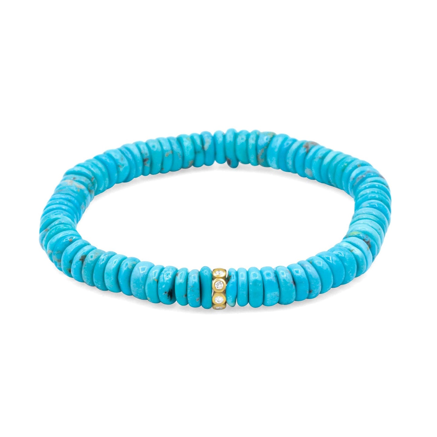 Kingman turquoise 6.5mm | Genuine Turquoise beaded bracelet | Natural authentic turquoise | women's turquoise | faceted turquoise