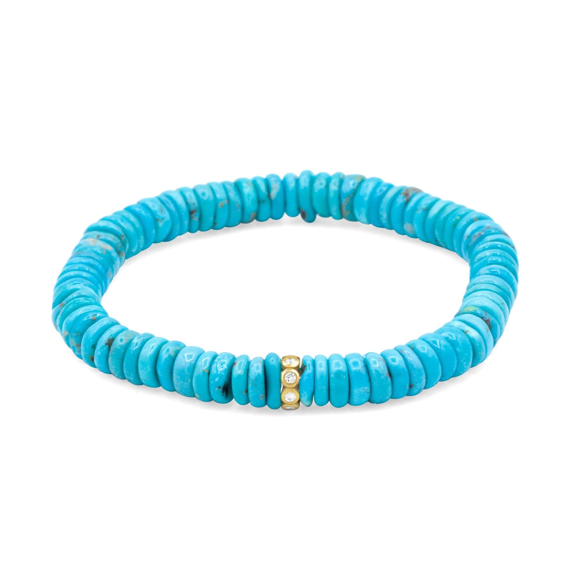 Kingman turquoise 6.5mm | Genuine Turquoise beaded bracelet | Natural authentic turquoise | women's turquoise | faceted turquoise