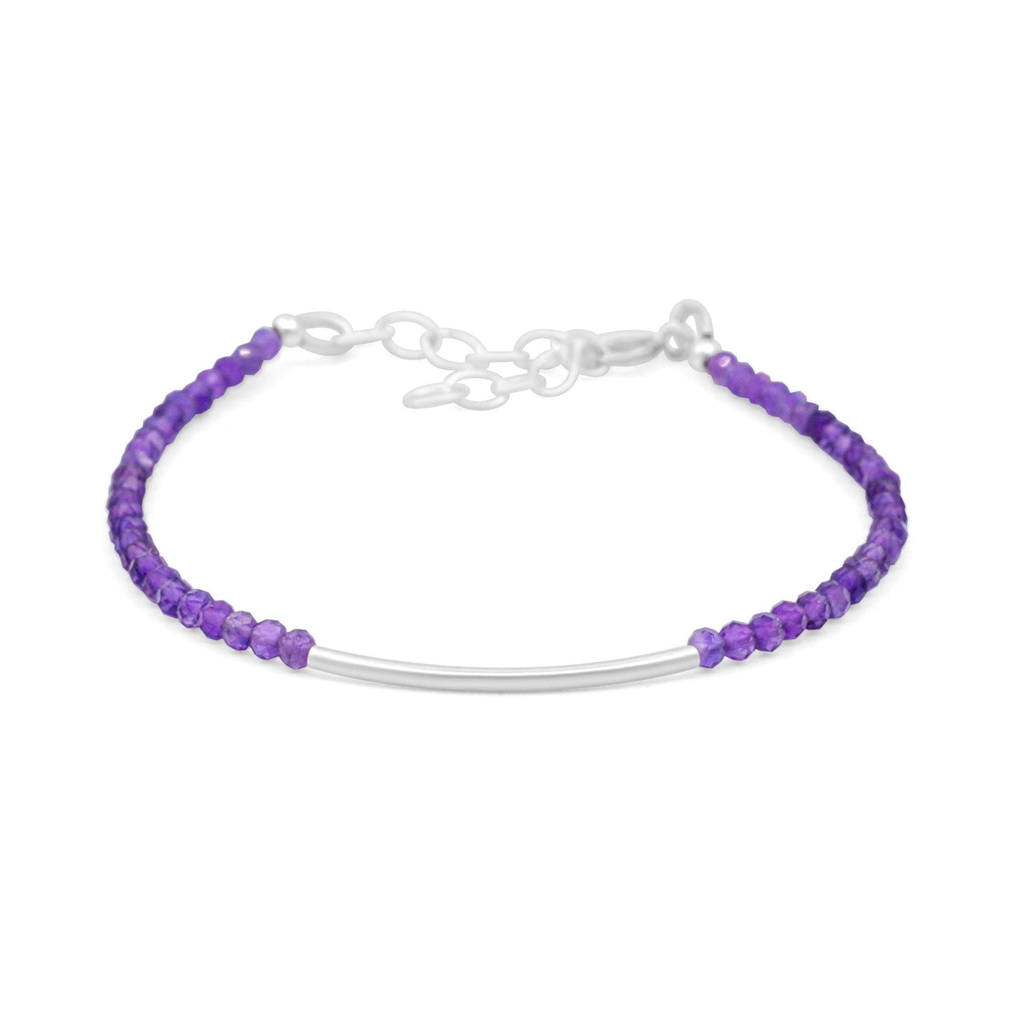 Dainty Amethyst Bracelet, 2mm Faceted Amethyst, Sterling Silver, 14K Gold Filled or Solid Gold, Purple Gemstone Bracelet