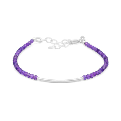 Dainty Amethyst Bracelet, 2mm Faceted Amethyst, Sterling Silver, 14K Gold Filled or Solid Gold, Purple Gemstone Bracelet