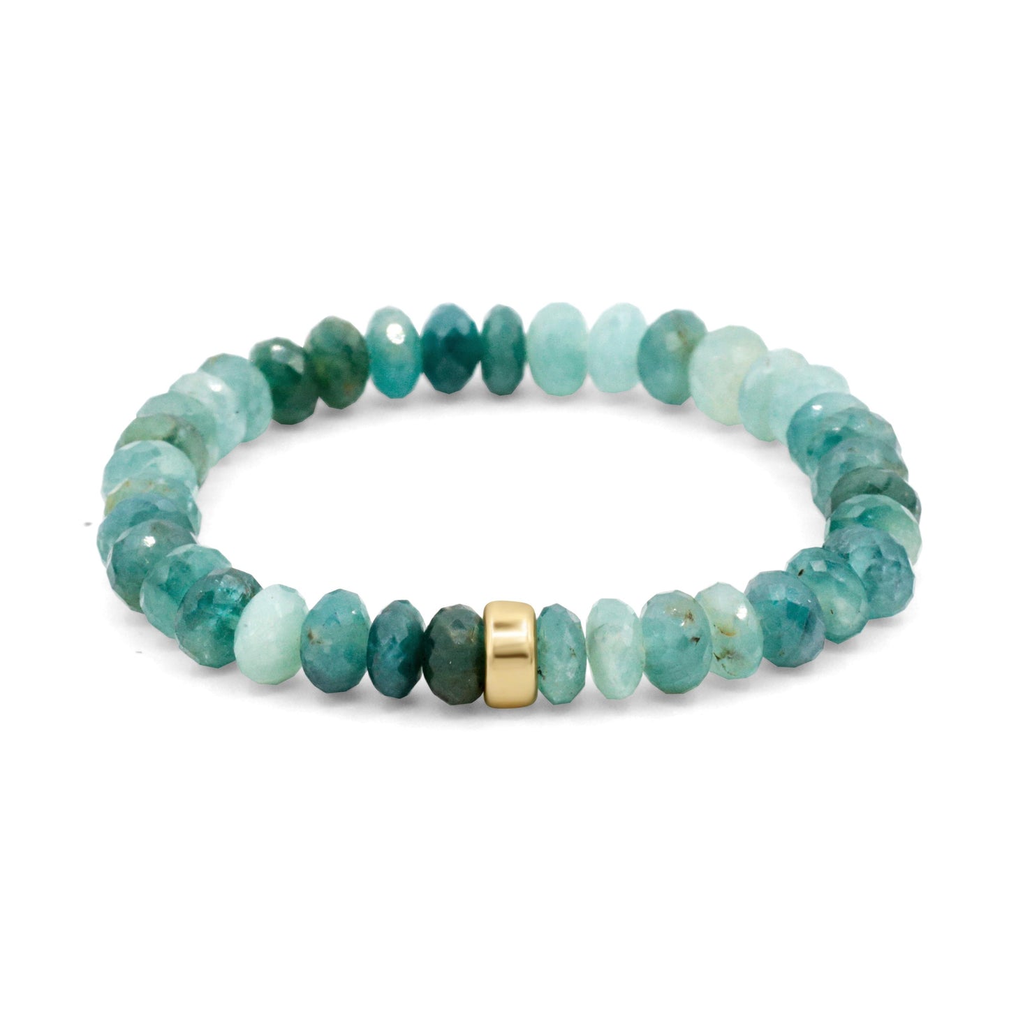 Grandiderite Bracelet, 8mm Faceted Rondelle Gemstones, Sterling Silver or Solid 14K Gold, Rare Blue Green Gemstone Bracelet