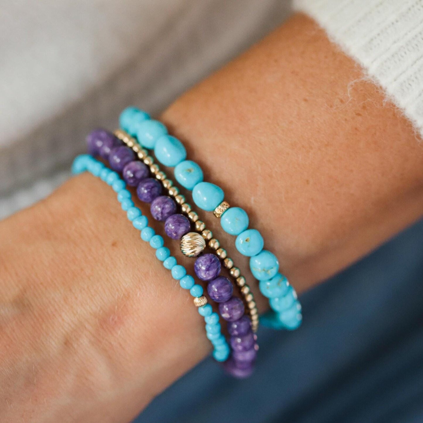 Charoite Bracelet 6mm - 14K