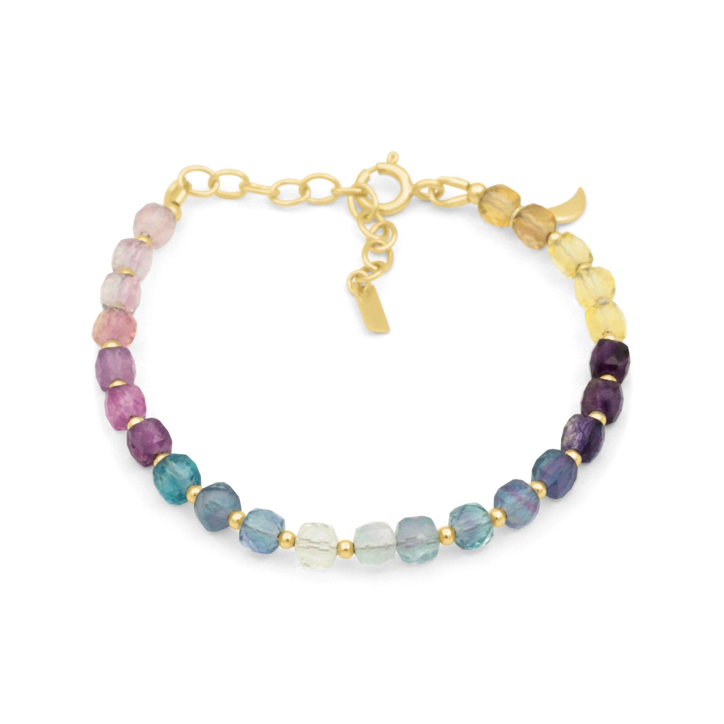 Fluorite magic Bracelet, Rainbow Fluorite Bracelet, 4mm Faceted Cube Bracelet, Ombre Gemstone Bracelet, 14K Gold Filled, Mermaid Jewelry