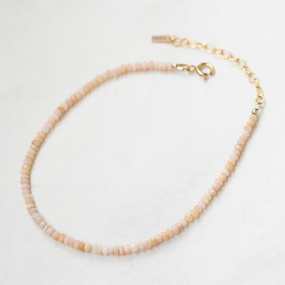 last one! Pink opal anklet | Beaded Pink Opal ankle bracelet | [EAPP1631] women's gemstone anklet | delicate opal anklet | Beachy