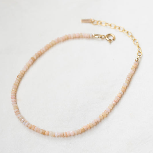 last one! Pink opal anklet | Beaded Pink Opal ankle bracelet | [EAPP1631] women's gemstone anklet | delicate opal anklet | Beachy