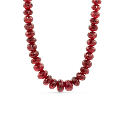 Crimson Garnet Necklace | Natural Garnet Necklace, Chunky Faceted Garnet Necklace, Solid 14K Gold, Pomegranate Red Gemstone Necklace,