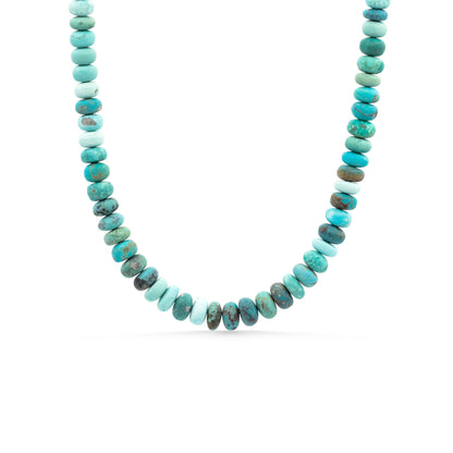 Dust and Sky Turquoise Necklace | Natural Turquoise Necklace, Graduated Turquoise Rondelle Necklace, Sterling Silver 14K Gold Filled 14K