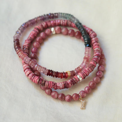 14K GOLD Pink Tourmaline Bracelet | Pink tourmaline beaded bracelet 5mm | Pink Tourmaline Jewelry | Dainty pink tourmaline