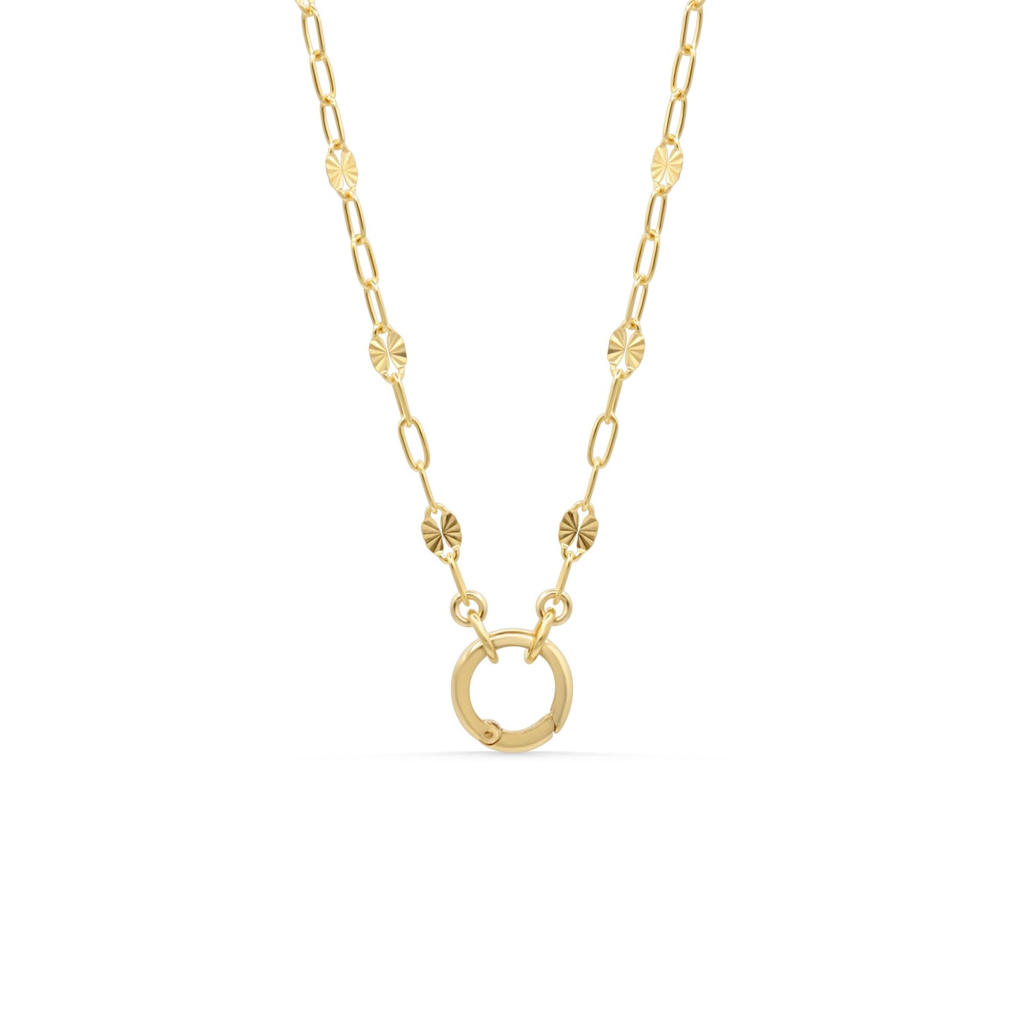 The Valentino Carabiner Necklace, 14K Gold Filled Paperclip Chain, Push Lock Charm Holder Necklace, Adjustable Layering Necklace
