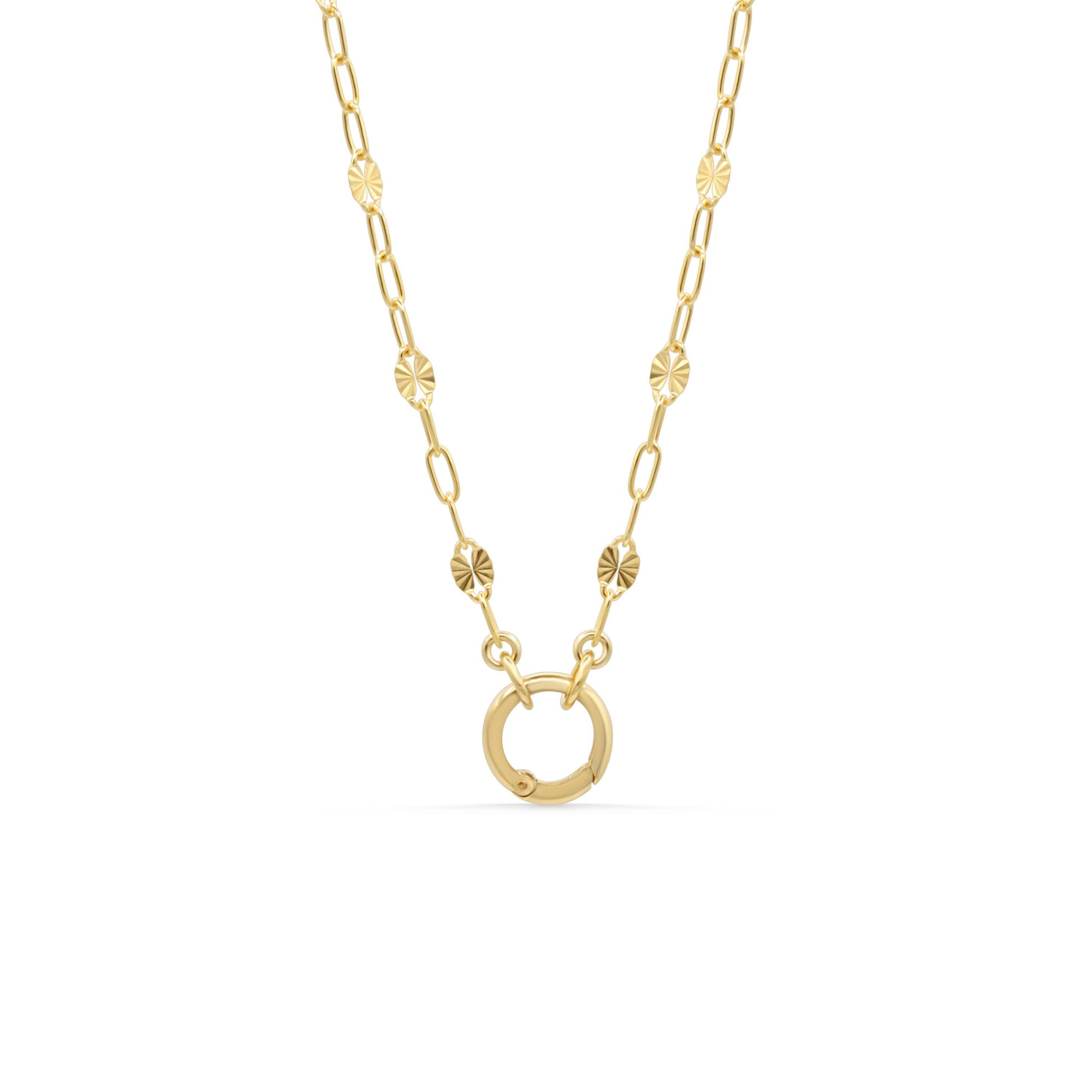 The Valentino Carabiner Necklace, 14K Gold Filled Paperclip Chain, Push Lock Charm Holder Necklace, Adjustable Layering Necklace