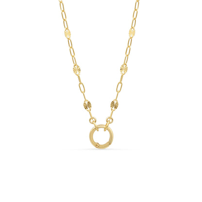 The Valentino Carabiner Necklace, 14K Gold Filled Paperclip Chain, Push Lock Charm Holder Necklace, Adjustable Layering Necklace