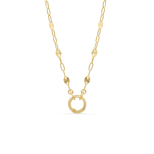 The Valentino Carabiner Necklace, 14K Gold Filled Paperclip Chain, Push Lock Charm Holder Necklace, Adjustable Layering Necklace