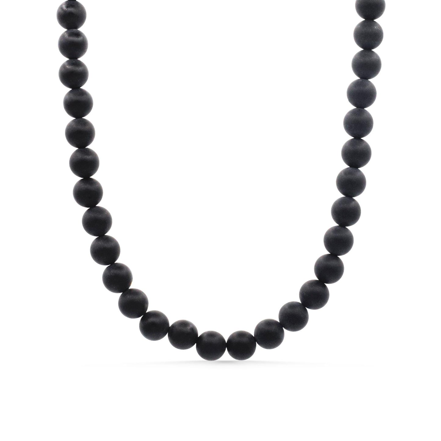 Matte Black Onyx Necklace, 6mm Natural Black Onyx Beaded Necklace, Sterling Silver Adjustable Gemstone Necklace, Handmade Jewelry