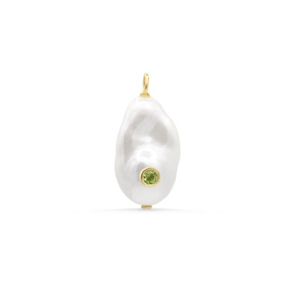 Amalfi Baroque Pearl Pendant, Peridot Freshwater Pearl Charm, Gold Vermeil Gemstone Pendant, Handmade Pearl Jewelry, Unique Gift