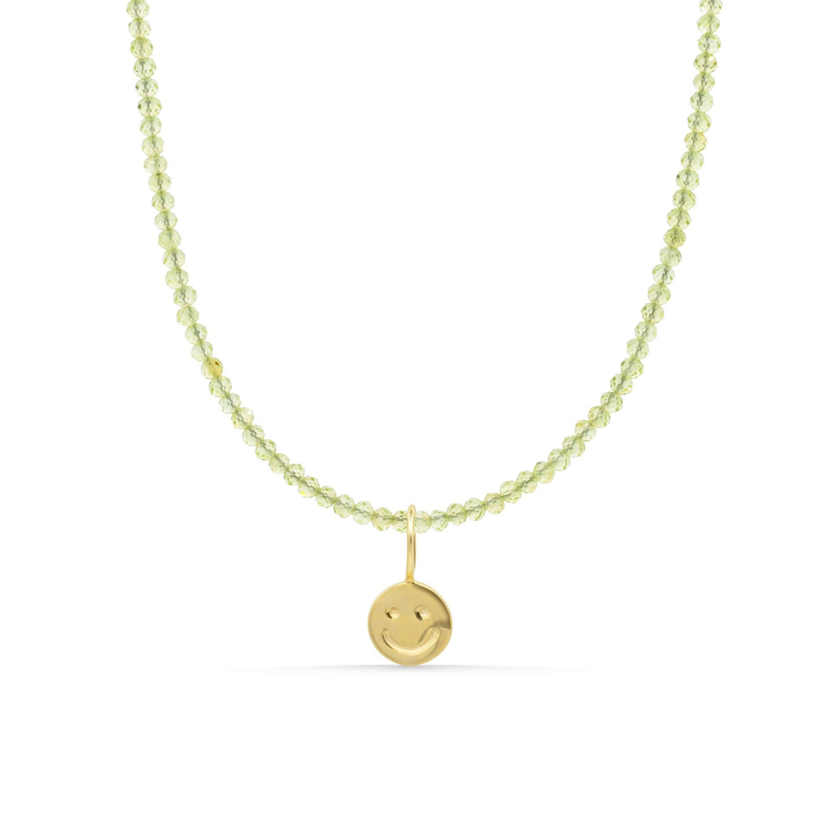 Peridot Smiley Necklace | Dainty August Birthstone Necklace, Natural Peridot Gemstone Necklace, Smiley Face Pendant, Gift for Her