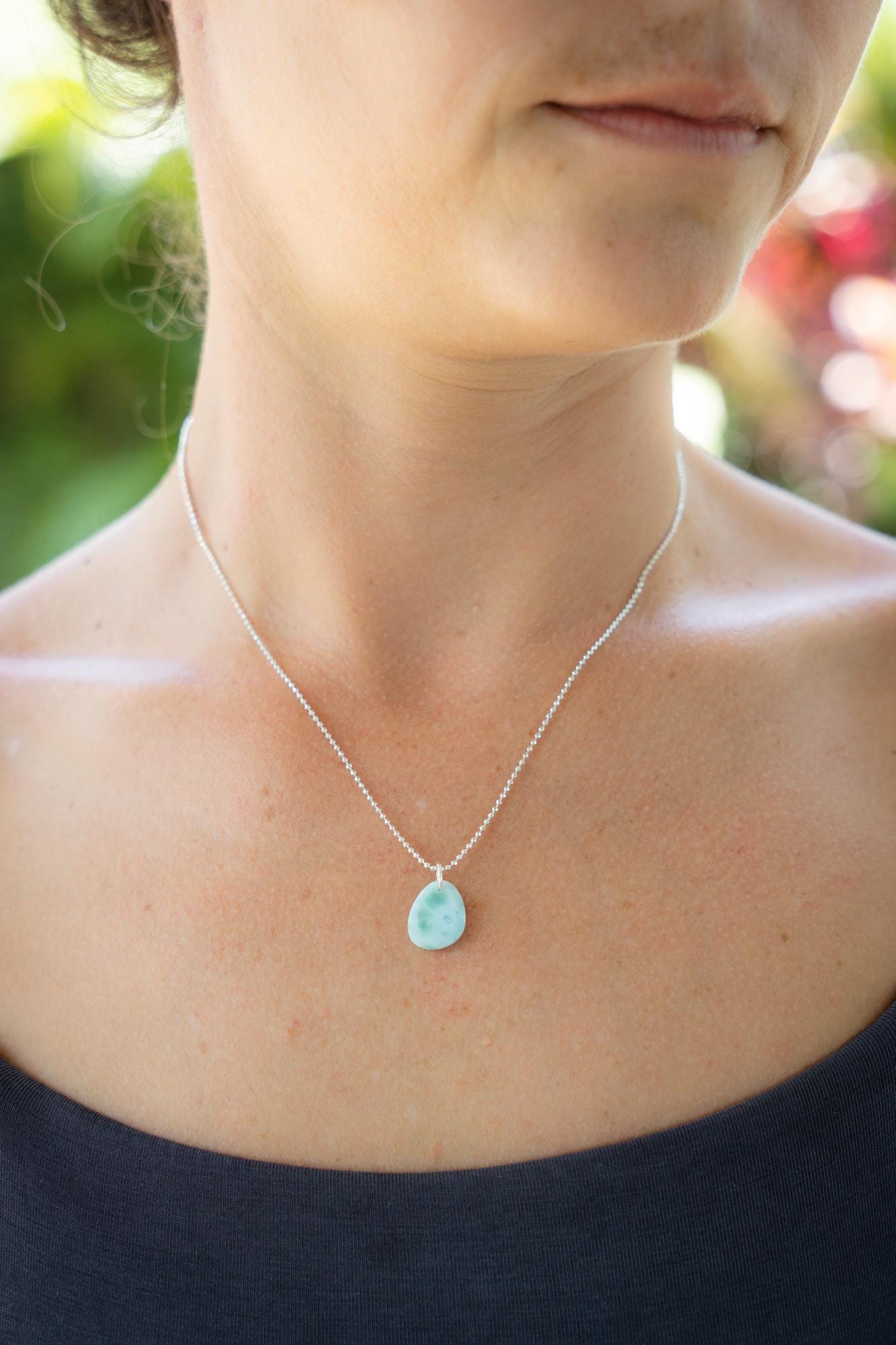 Chalcedony Pendant Necklace, Sterling Silver Blue Gemstone Necklace, Faceted Chalcedony Necklace, Minimalist Everyday Jewelry, Gift for Her