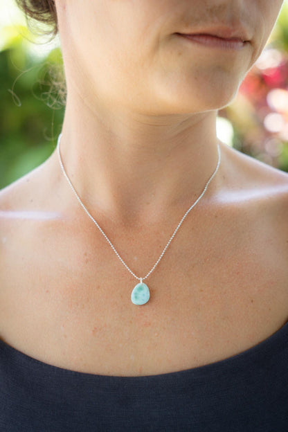 Chalcedony Pendant Necklace, Sterling Silver Blue Gemstone Necklace, Faceted Chalcedony Necklace, Minimalist Everyday Jewelry, Gift for Her