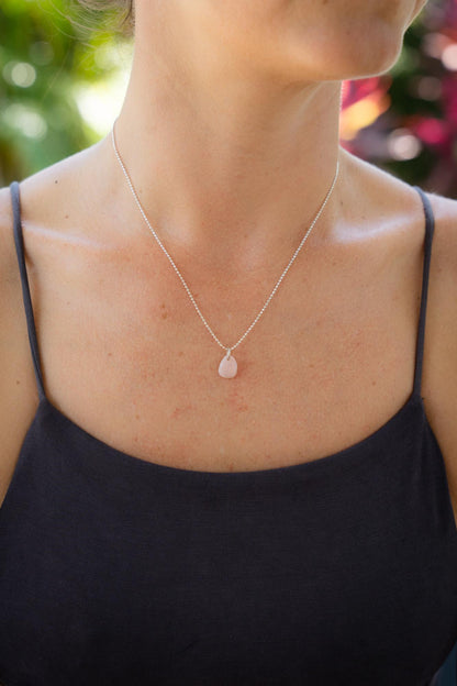 Pink Opal Necklace, Genuine Pink Opal Pendant, Sterling Silver Necklace, Natural Pink Gemstone, Dainty Opal Necklace, Gift for Her