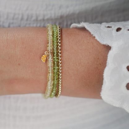 Smooth peridot rondel bracelet