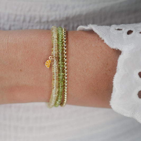 Smooth peridot rondel bracelet