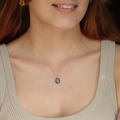 London Blue Topaz Pendant Necklace - 14K