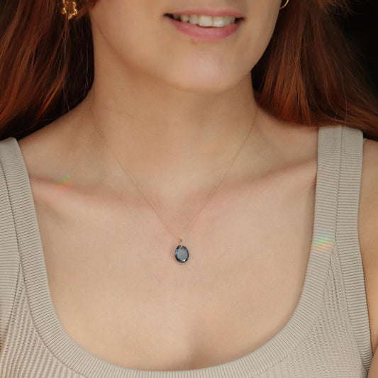 London Blue Topaz Pendant Necklace - 14K