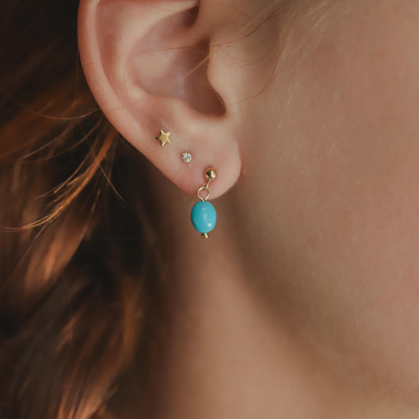 Sleeping Beauty Turquoise Stud Earrings, 3mm Gold Filled Studs, [EESM2056] Genuine Arizona Turquoise Earrings, Minimalist Everyday Earrings