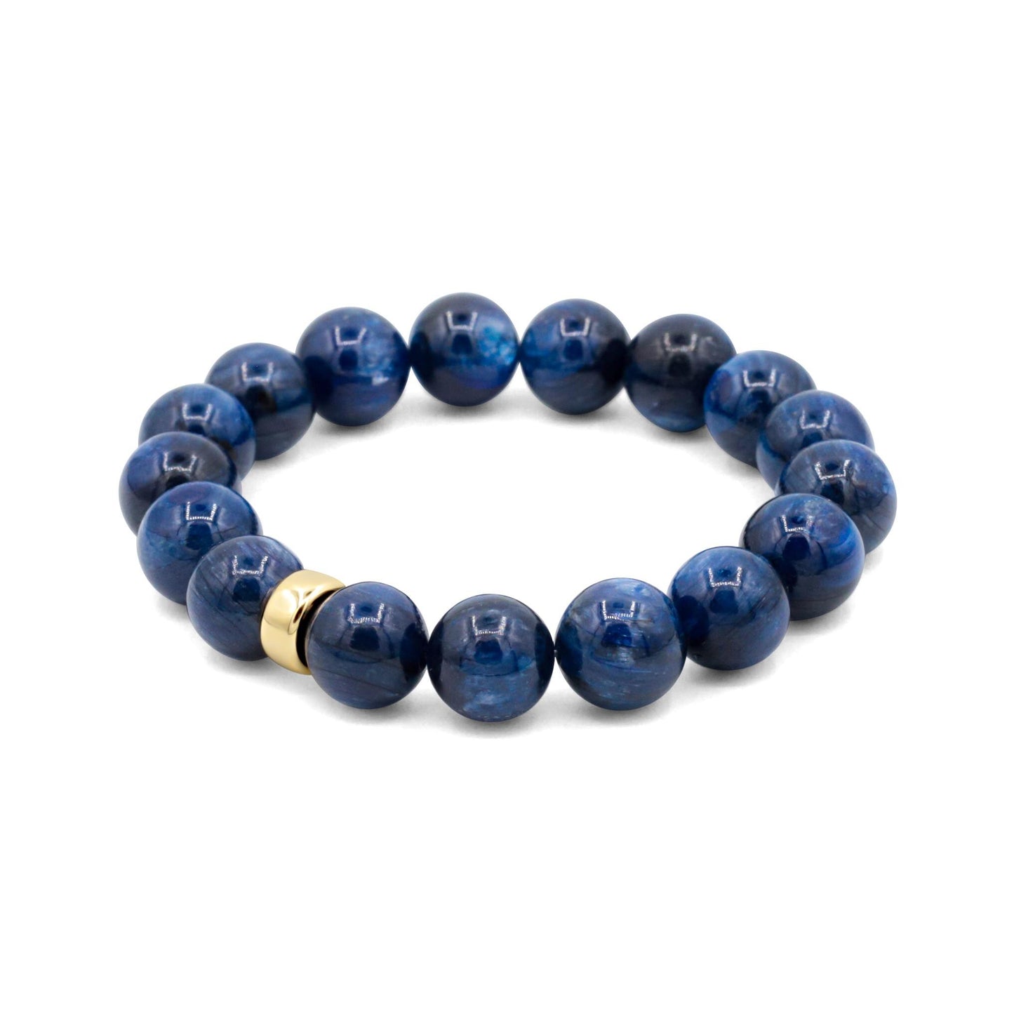 10mm AAAA+ Blue Kyanite Bracelet, Kyanite Jewelry 10mm | EBKM1098] Genuine Kyanite, genuine highest quality kyanite 10mm, kyanite gold