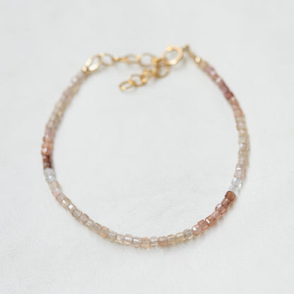 Zircon Bracelet, Cube Cut Gemstone Bracelet, 14K Gold Filled Bracelet, Genuine Zircon Gemstone Jewelry