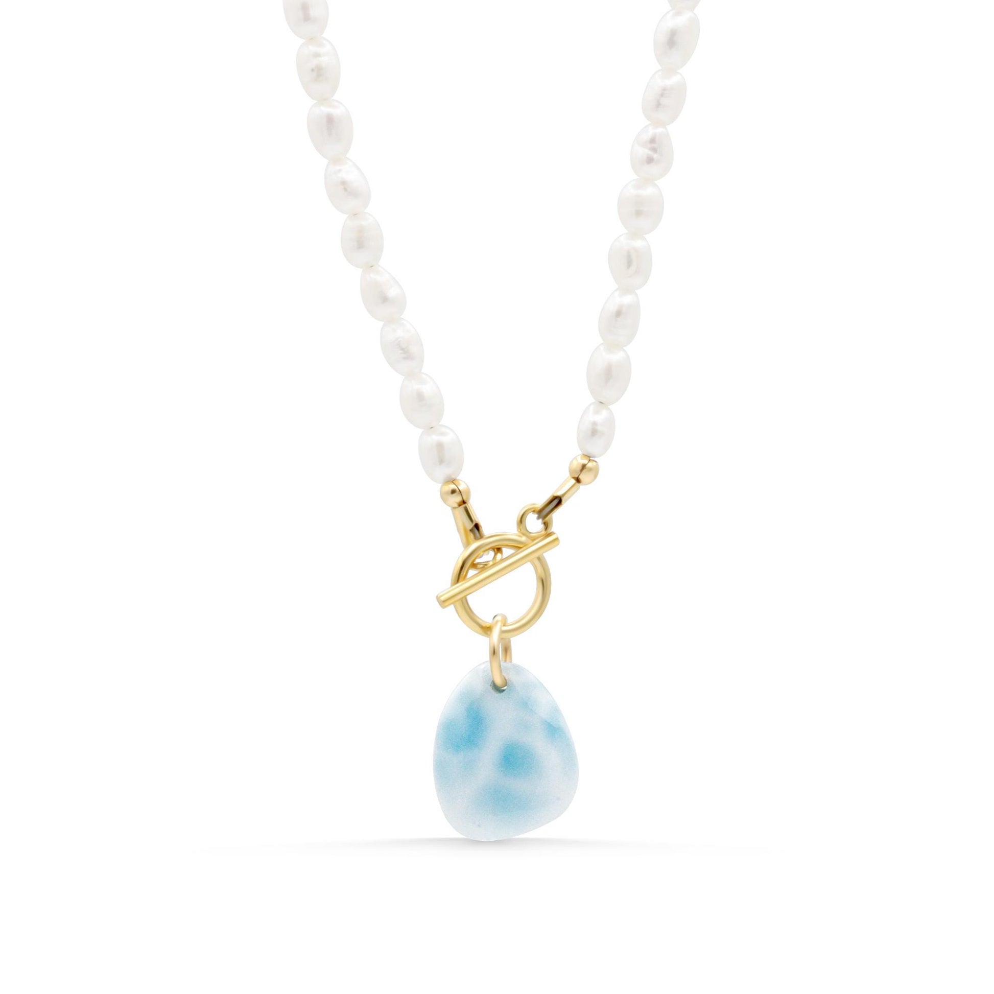 Marée Pearl & Larimar Necklace