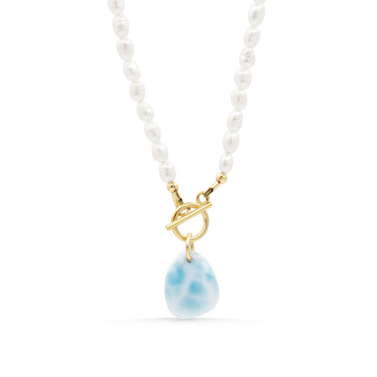 Marée Pearl & Larimar Necklace