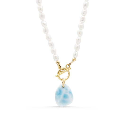 Marée Pearl & Larimar Necklace