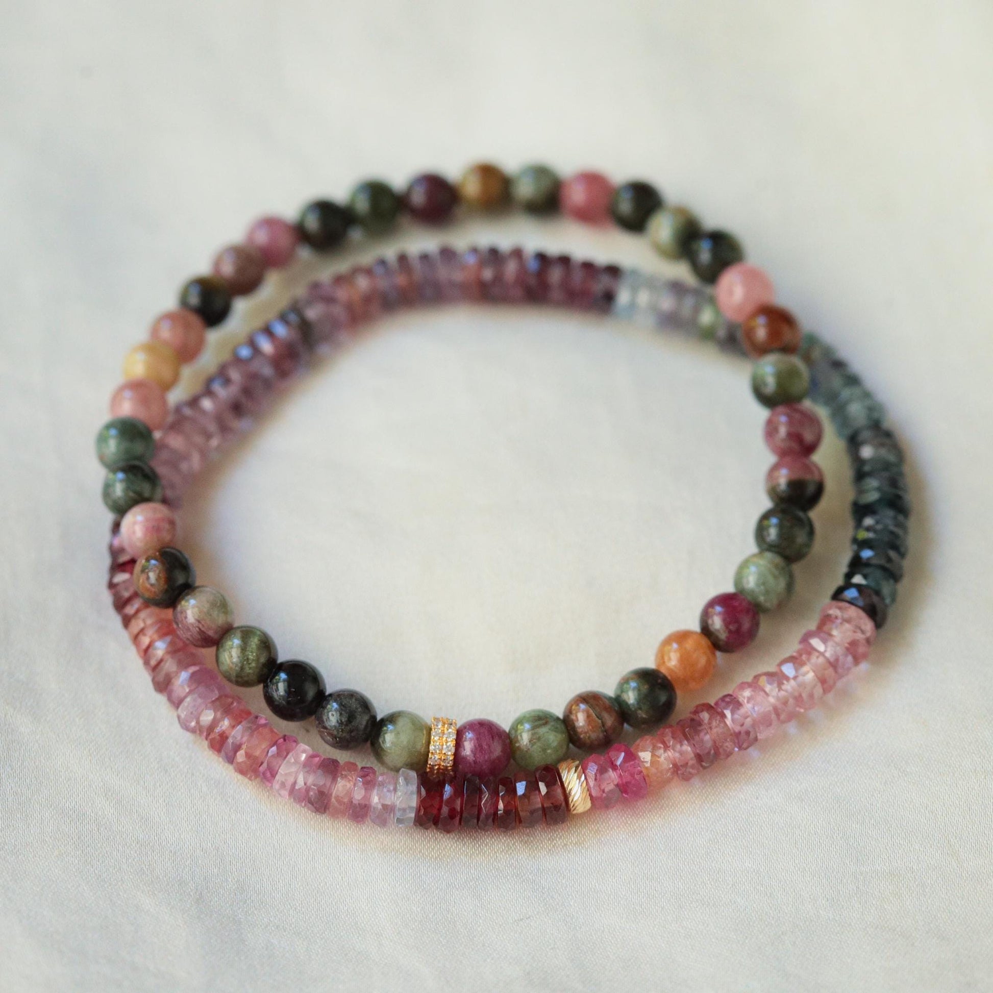 Prism Spinel Bracelet – Multi Spinel Faceted Rondel | Multi Spinel Bracelet, Natural Faceted Spinel Rondel Bracelet, Sterling Silver or 14K