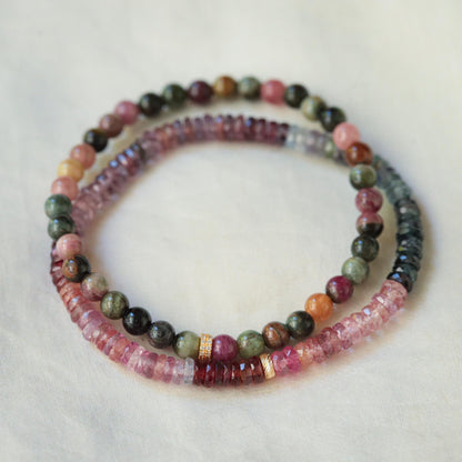 Prism Spinel Bracelet – Multi Spinel Faceted Rondel | Multi Spinel Bracelet, Natural Faceted Spinel Rondel Bracelet, Sterling Silver or 14K
