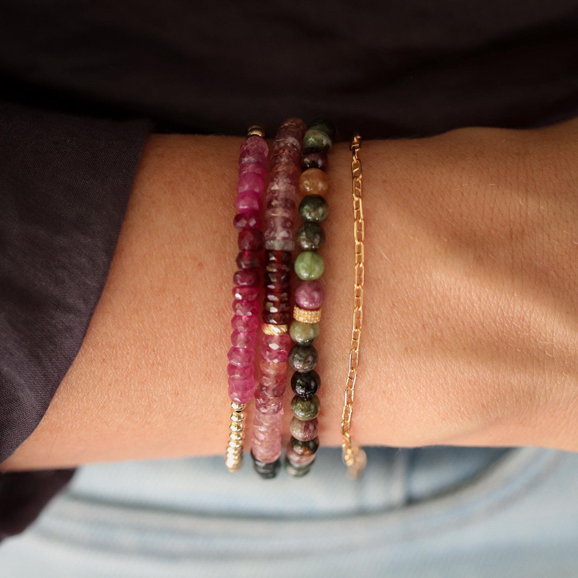 Prism Spinel Bracelet – Multi Spinel Faceted Rondel | Multi Spinel Bracelet, Natural Faceted Spinel Rondel Bracelet, Sterling Silver or 14K